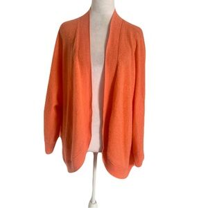 Magaschoni Women’s Large Open-Front Soft Cozy Coral-Orange Cardigan Relaxed
